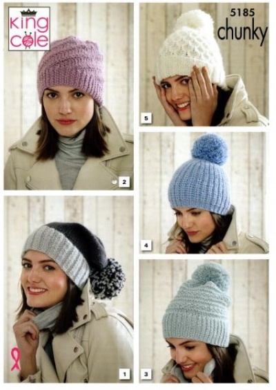 Knitting Pattern - King Cole 5185 - Timeless Chunky - Ladies Hats